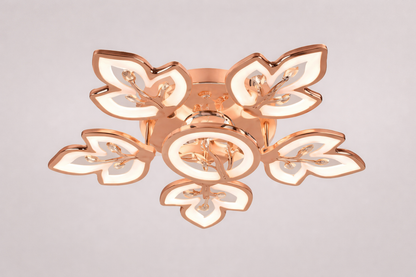 HDC FGD & RGD Finish 5+1 Ring Crystal LED Ceiling Chandelier Light for Living Room
