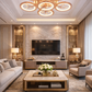 HDC FGD & RGD Finish 5+1 Ring Crystal LED Ceiling Chandelier Light for Living Room