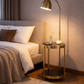 HDC Luxury Gold Floor Lamp with Side Table & Wireless Charging For Living Room