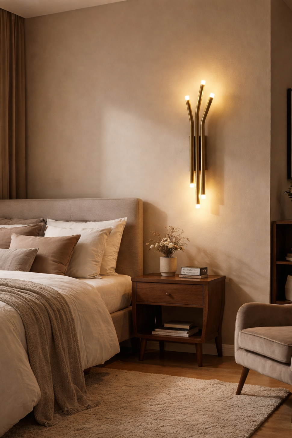 HDC Luxury Modern Gold Multi-Tube LED Wall Light for Living Room