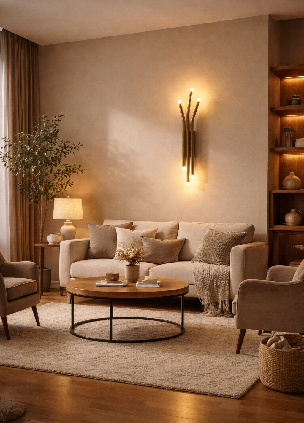 HDC Luxury Modern Gold Multi-Tube LED Wall Light for Living Room