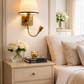 HDC Luxury Fabric Shade Wall Light with Reading Spot for Bedroom