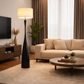 HDC Luxury Modern Black Floor Lamp with Fabric Shade