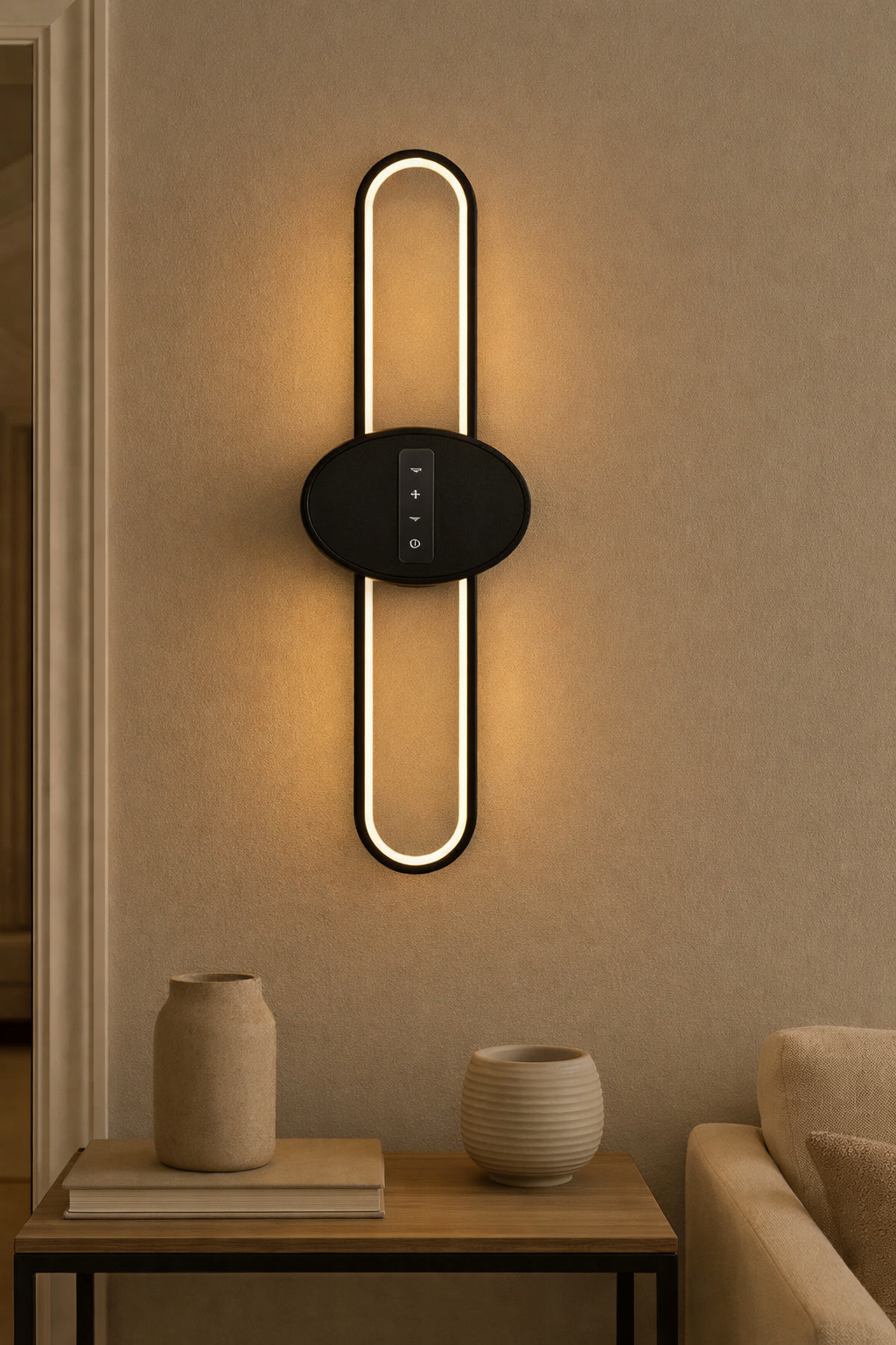 HDC Modern LED Wall Light with Touch Control Panel | 3 Color Modes & Adjustable Brightness for Bedroom, Living Room & Lobby