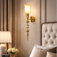 HDC Luxury Vintage Brass & Glass Wall Light for Bedroom, Living Room & Hallway