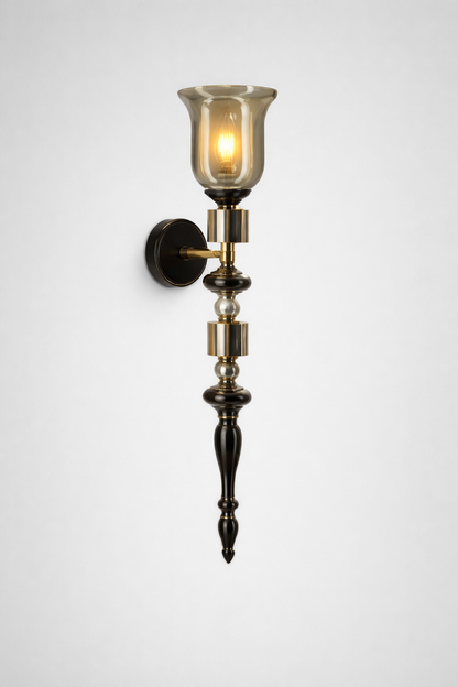 HDC Luxury Vintage Brass & Glass Wall Light for Bedroom, Living Room & Hallway