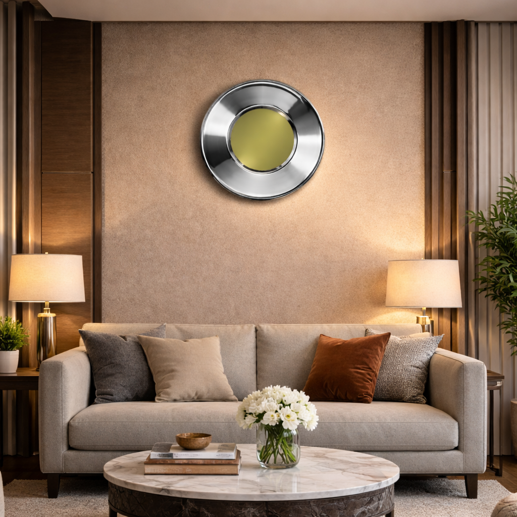 HDC Modern Amber/Smoke Glass Wall Light with Brass Finish for Living Room & Bedroom