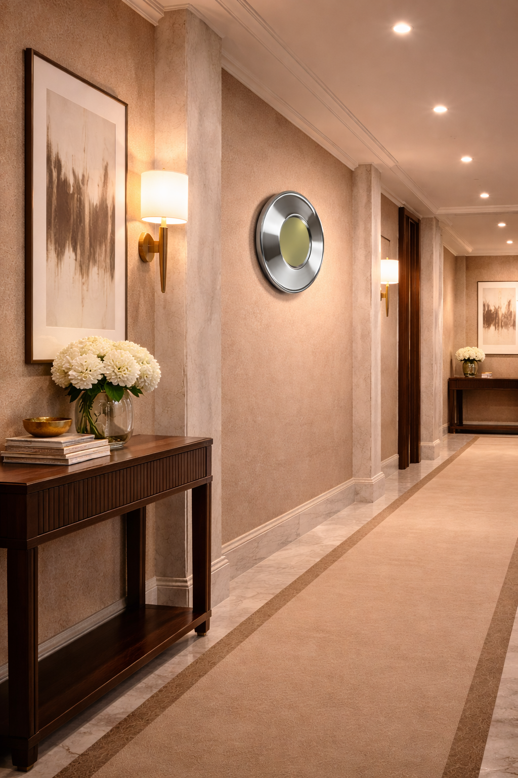 HDC Modern Amber/Smoke Glass Wall Light with Brass Finish for Living Room & Bedroom