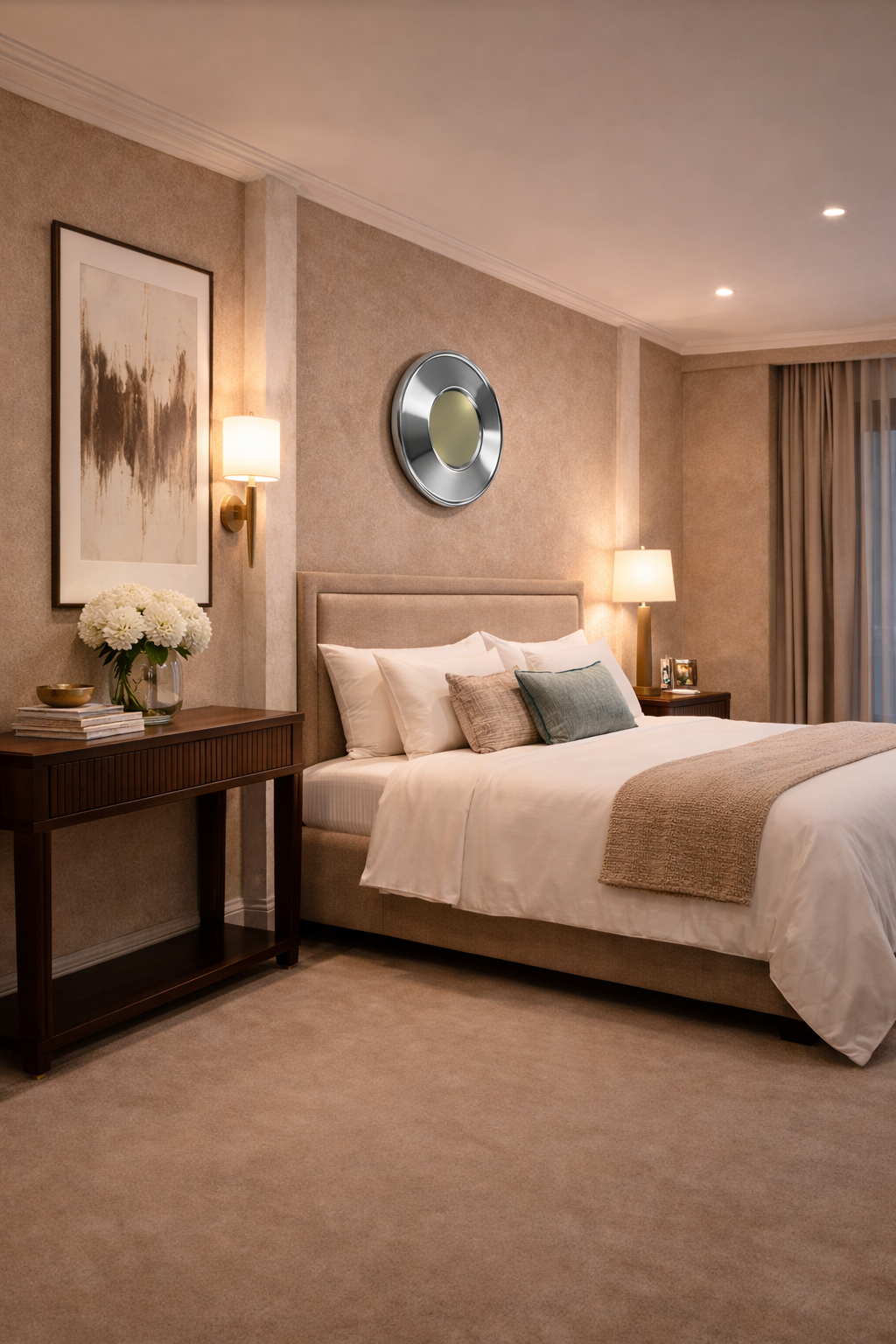 HDC Modern Amber/Smoke Glass Wall Light with Brass Finish for Living Room & Bedroom