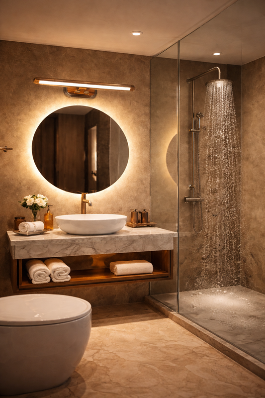HDC Wooden Finish Metal Body 3 Step Color Picture Light, Bathroom Vanity Led Mirror Light (Warm White,White,Neutral White)