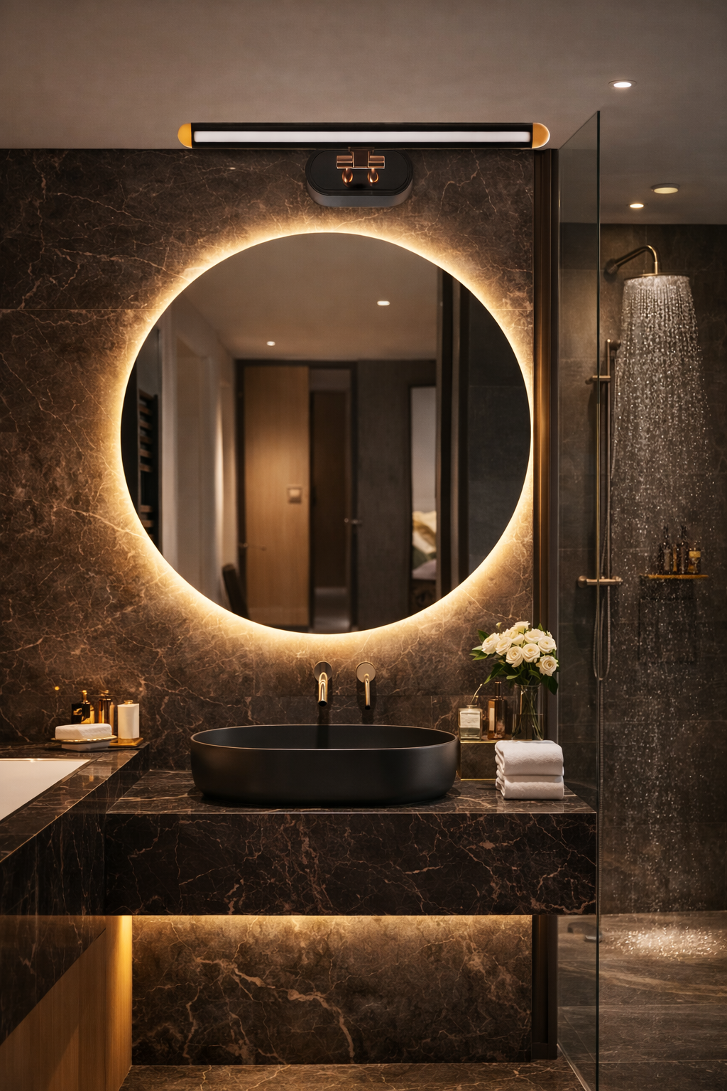 HDC 12W Black Rose Gold Finish Metal Body 3 Step Color Picture Light, Bathroom Vanity Led Mirror Light (Warm White,White,Neutral White)