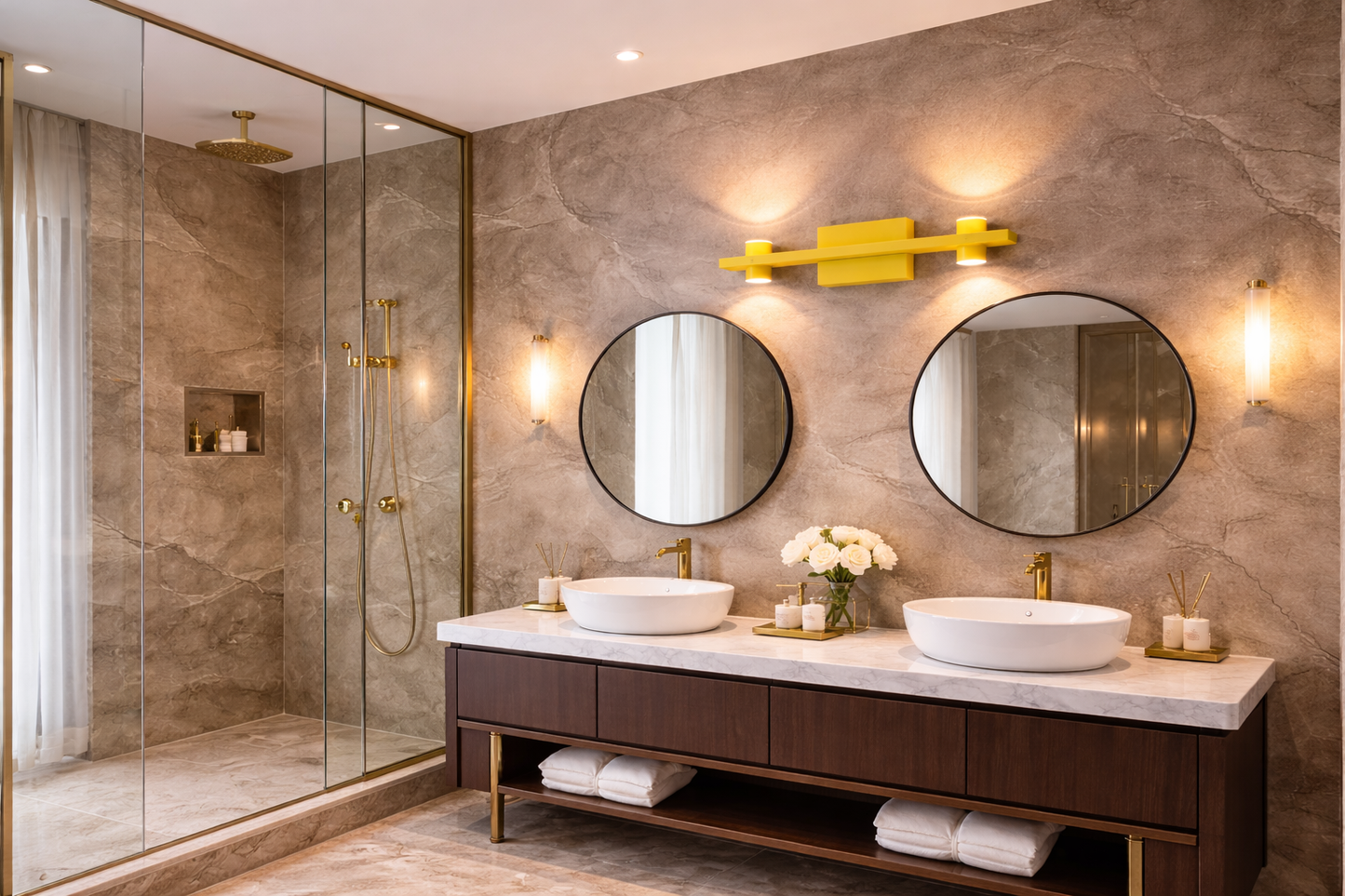 HDC Modern Gold LED Wall Light with Dual Up & Down Light for Bedroom, Living Room, Passage & Hotel Décor