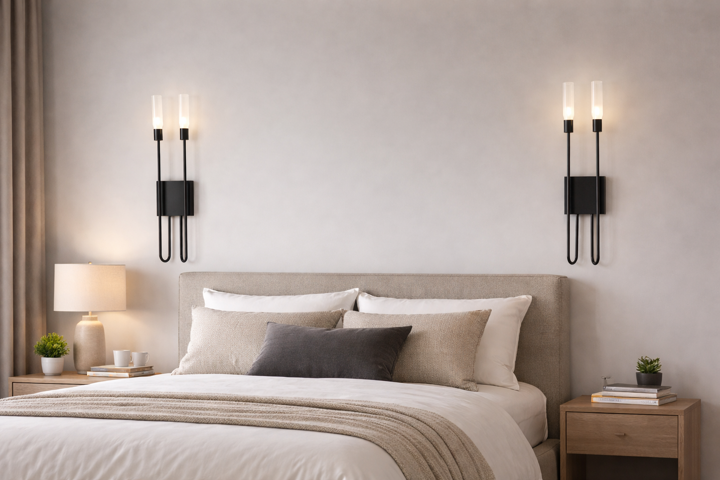 HDC Luxury Modern Black/Gold Dual Tube Wall Light for Bedroom, Living Room, Hotel & Corridor