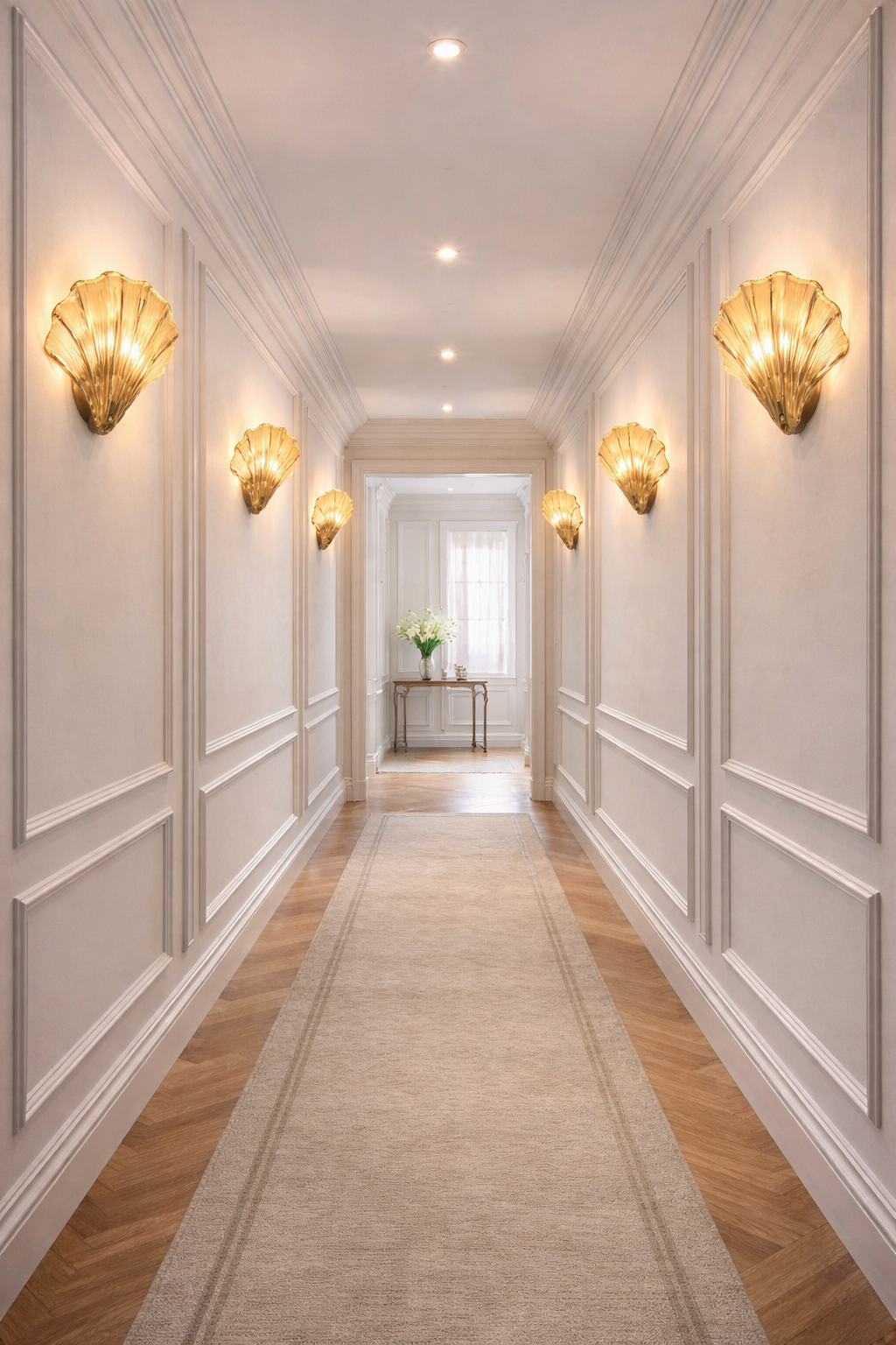 Hdc Clear Glass American Shell Shape Led Wall Light For Bedroom Living Room