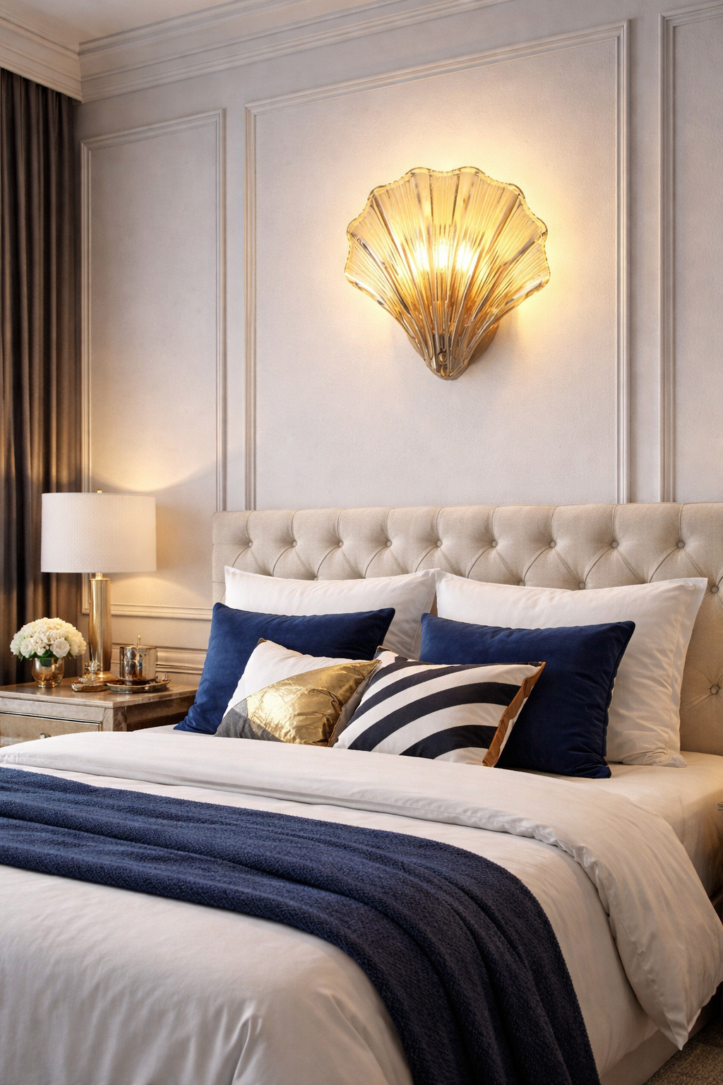 Hdc Clear Glass American Shell Shape Led Wall Light For Bedroom Living Room