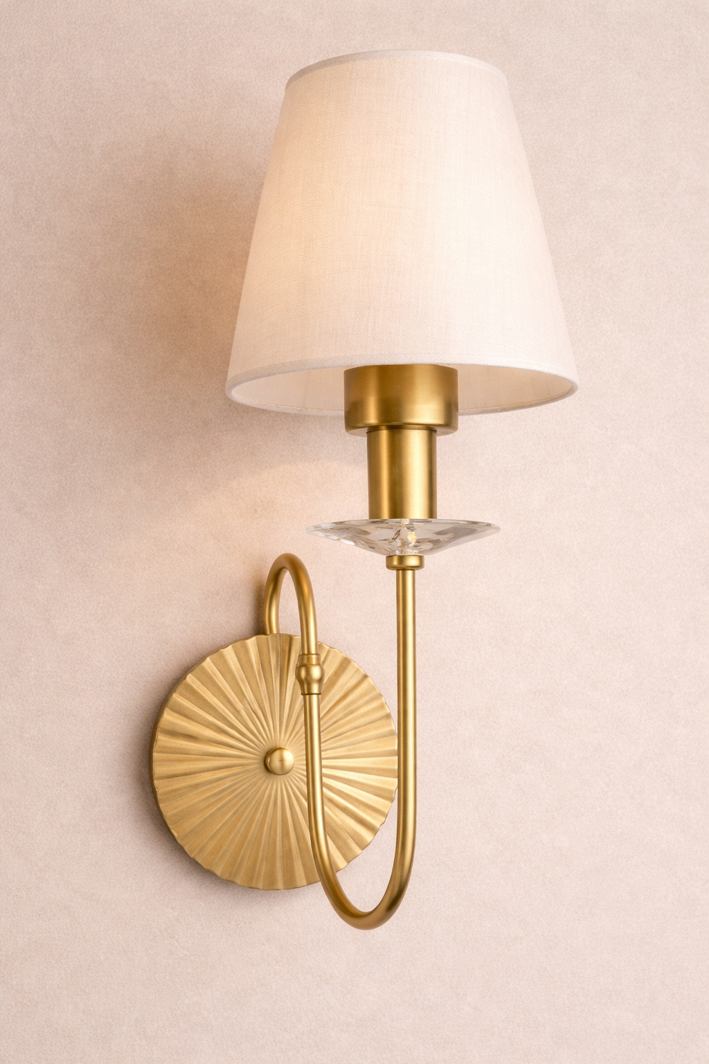 HDC Luxury Gold Fabric Lampshades Wall Light with for Bedroom, Living Room & Hotel Décor