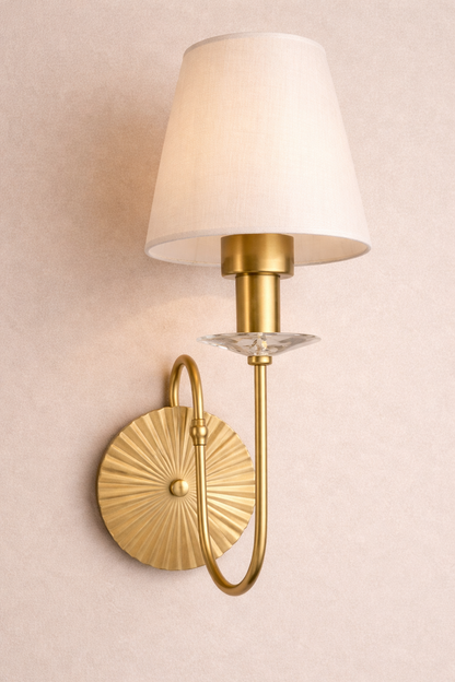 HDC Luxury Gold Fabric Lampshades Wall Light with for Bedroom, Living Room & Hotel Décor