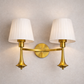 HDC Luxury Gold Finish Wall Light with Fabric Shade for Bedroom, Living Room & Hotel Décor