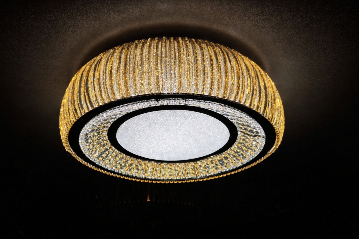 HDC 600/800mm Luxury Crystal Flush Mount Ceiling Light for Bedroom & Living Room