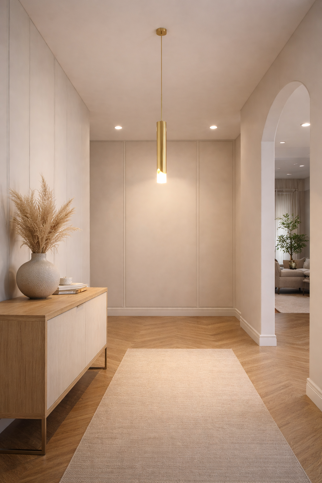 HDC Golden Slim Cylinder LED Pendant Light For Living Room