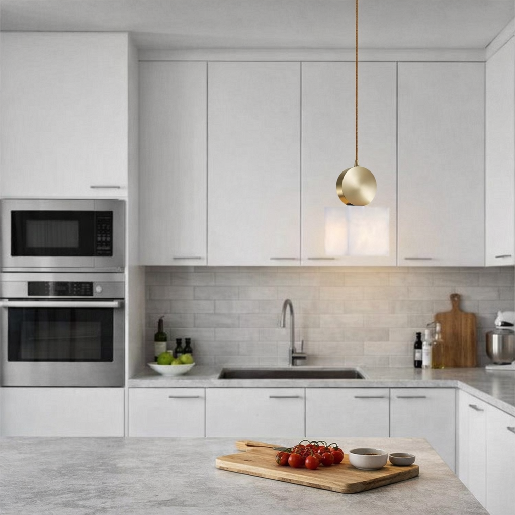 HDC Modern Marble Cube Pendant Light for Living & Dining Spaces