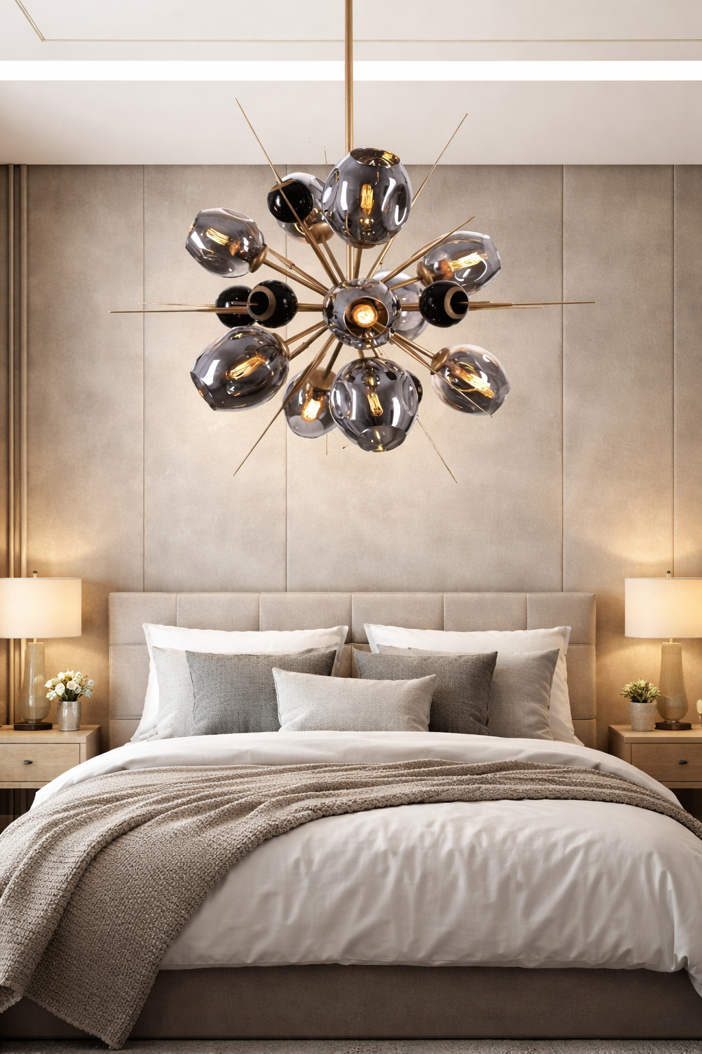 Hdc Sputnik Design Multi-Arm Mid-century Ceiling Chandelier with Gold Finish for Living & Dining Spaces