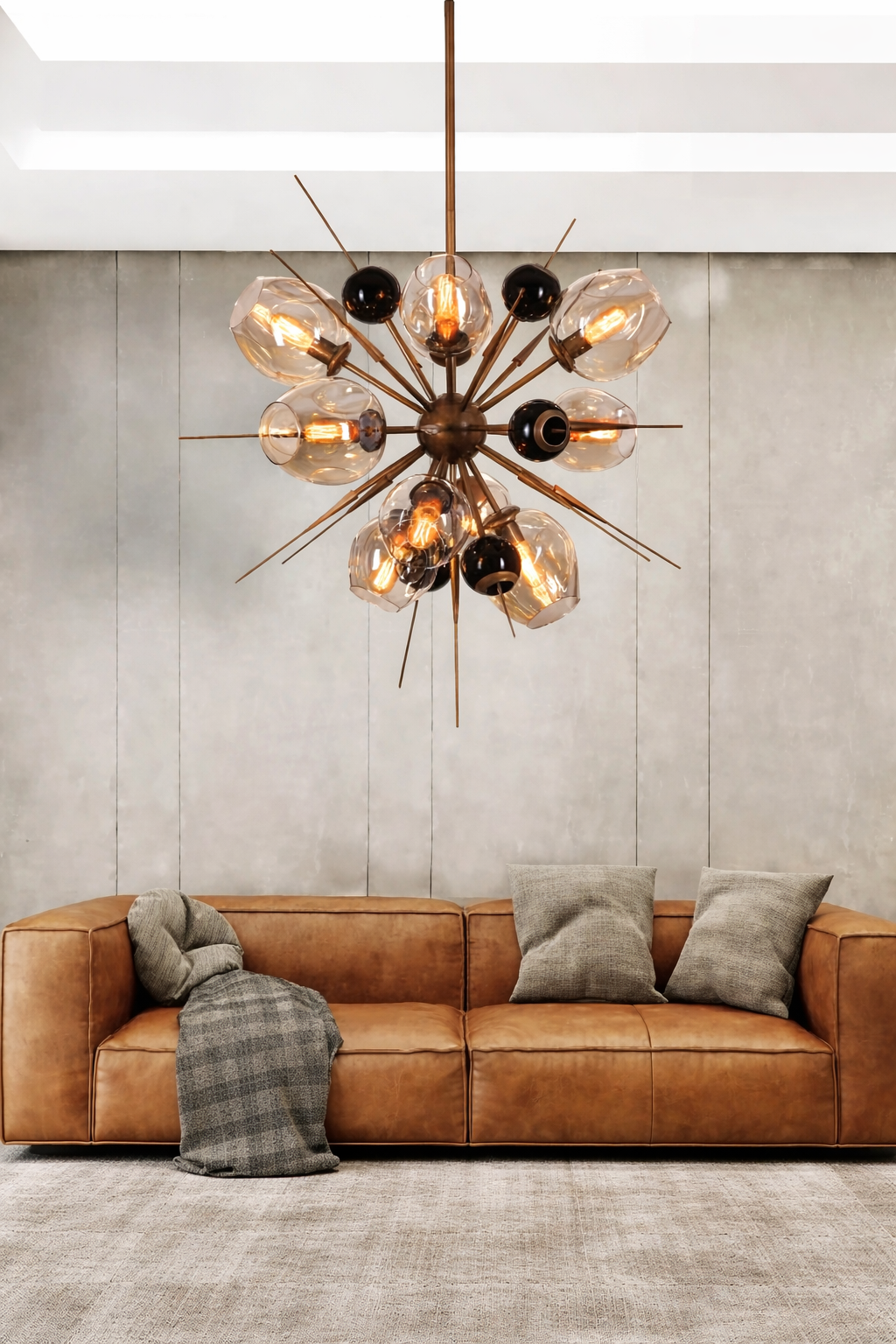 Hdc Sputnik Design Multi-Arm Mid-century Ceiling Chandelier with Gold Finish for Living & Dining Spaces