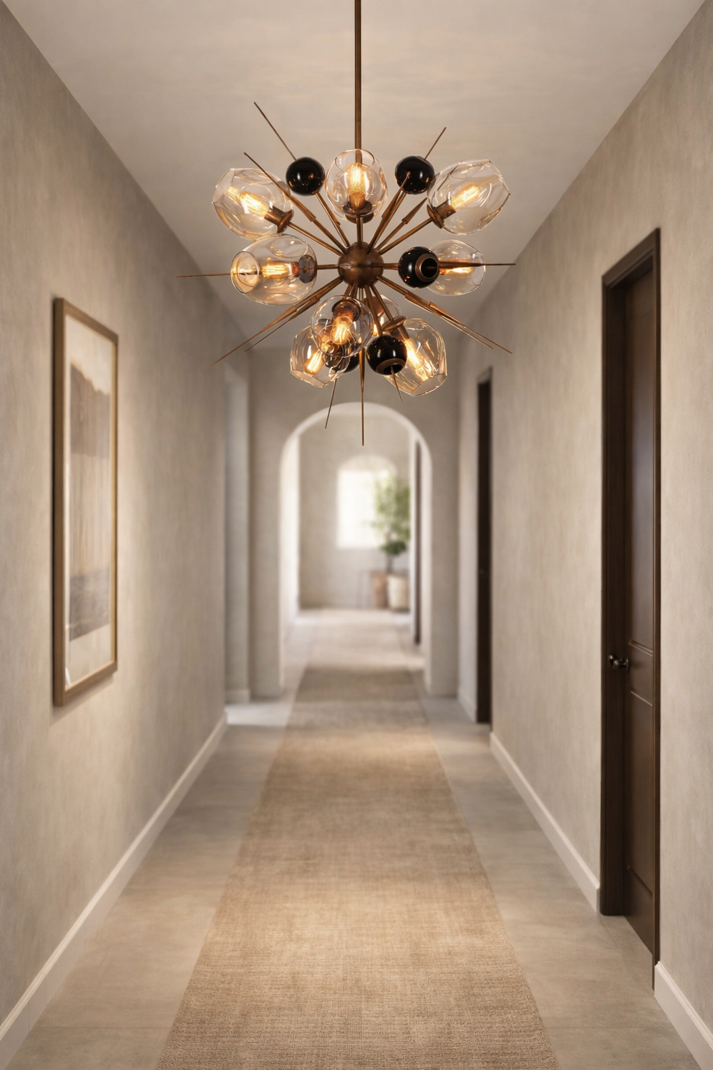 Hdc Sputnik Design Multi-Arm Mid-century Ceiling Chandelier with Gold Finish for Living & Dining Spaces