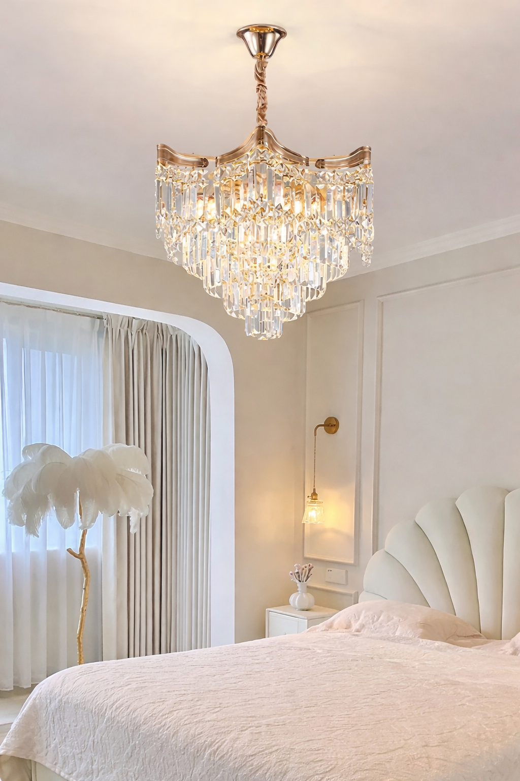 Hdc 500/1000mm Luxury Crystal Ceiling Chandelier with Gold Finish for Living & Dining Spaces