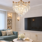 Hdc 500/1000mm Luxury Crystal Ceiling Chandelier with Gold Finish for Living & Dining Spaces