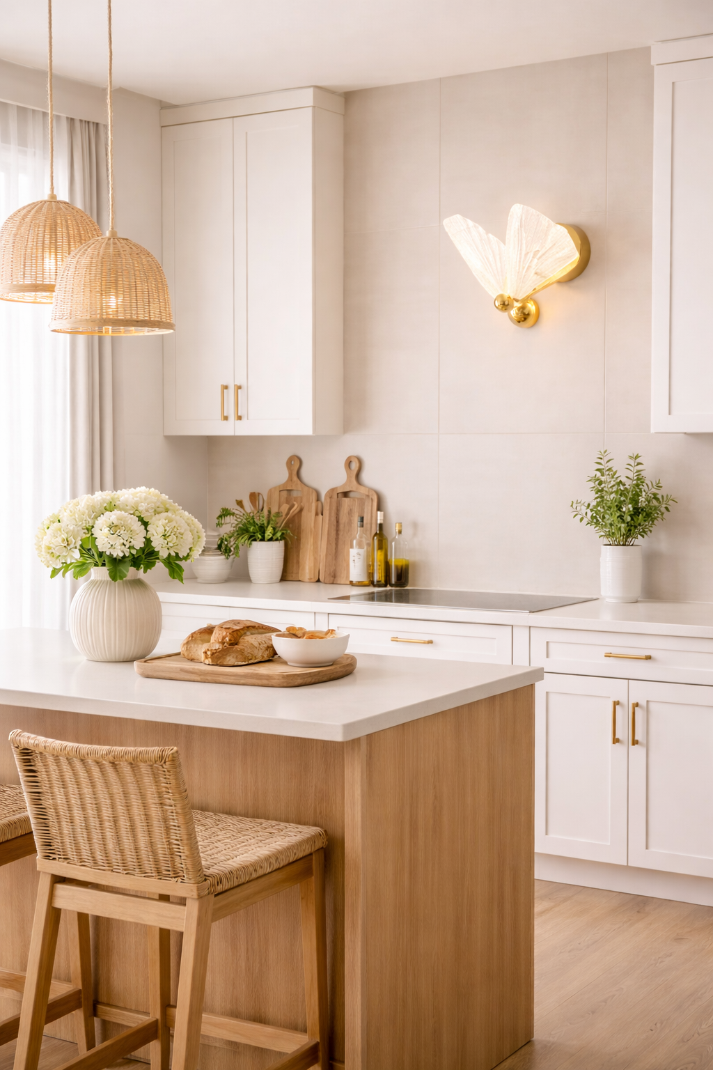 HDC Led Acrylic Butterfly Shape Golden Metal Wall Light - Tricolor