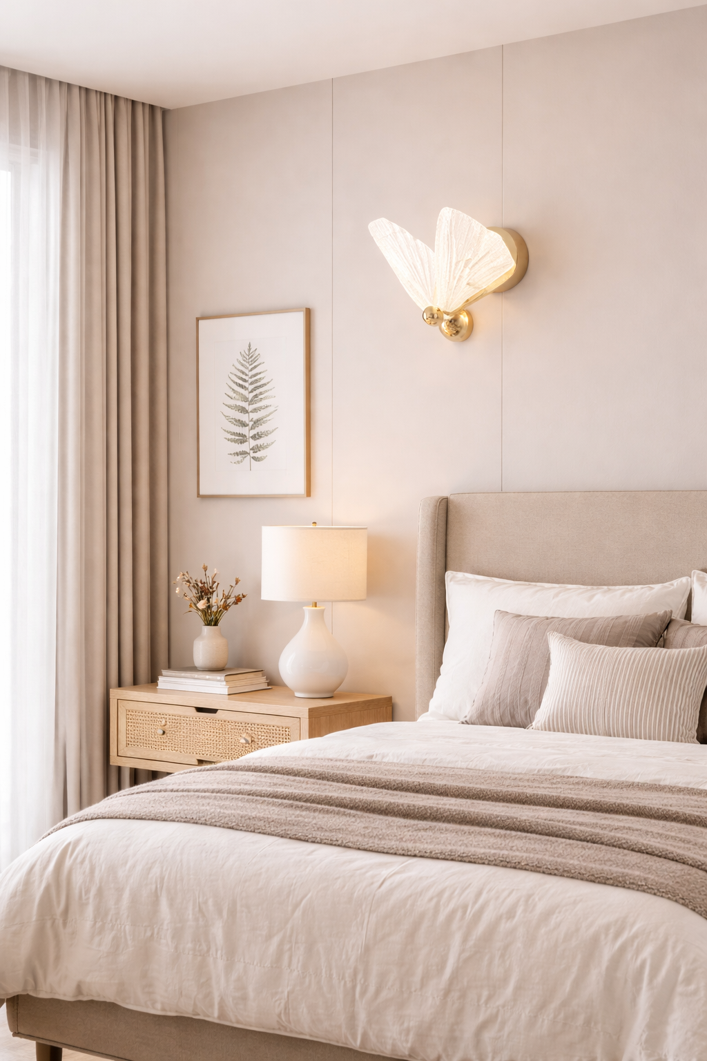 HDC Led Acrylic Butterfly Shape Golden Metal Wall Light - Tricolor