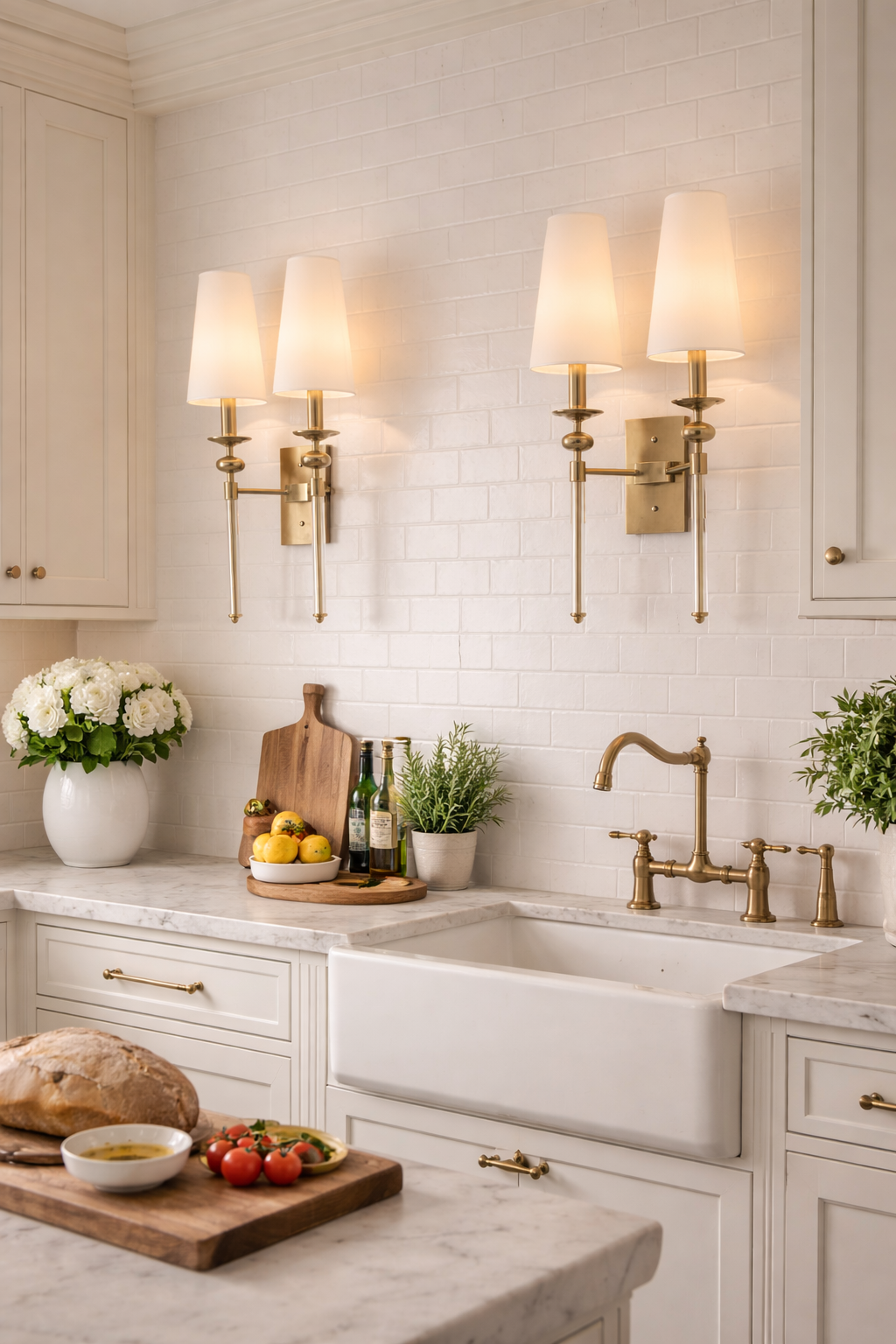 Hdc Antique Metal Wall Light Double Sided Electroplated Brushed Brass Fabric Shade - Warm White