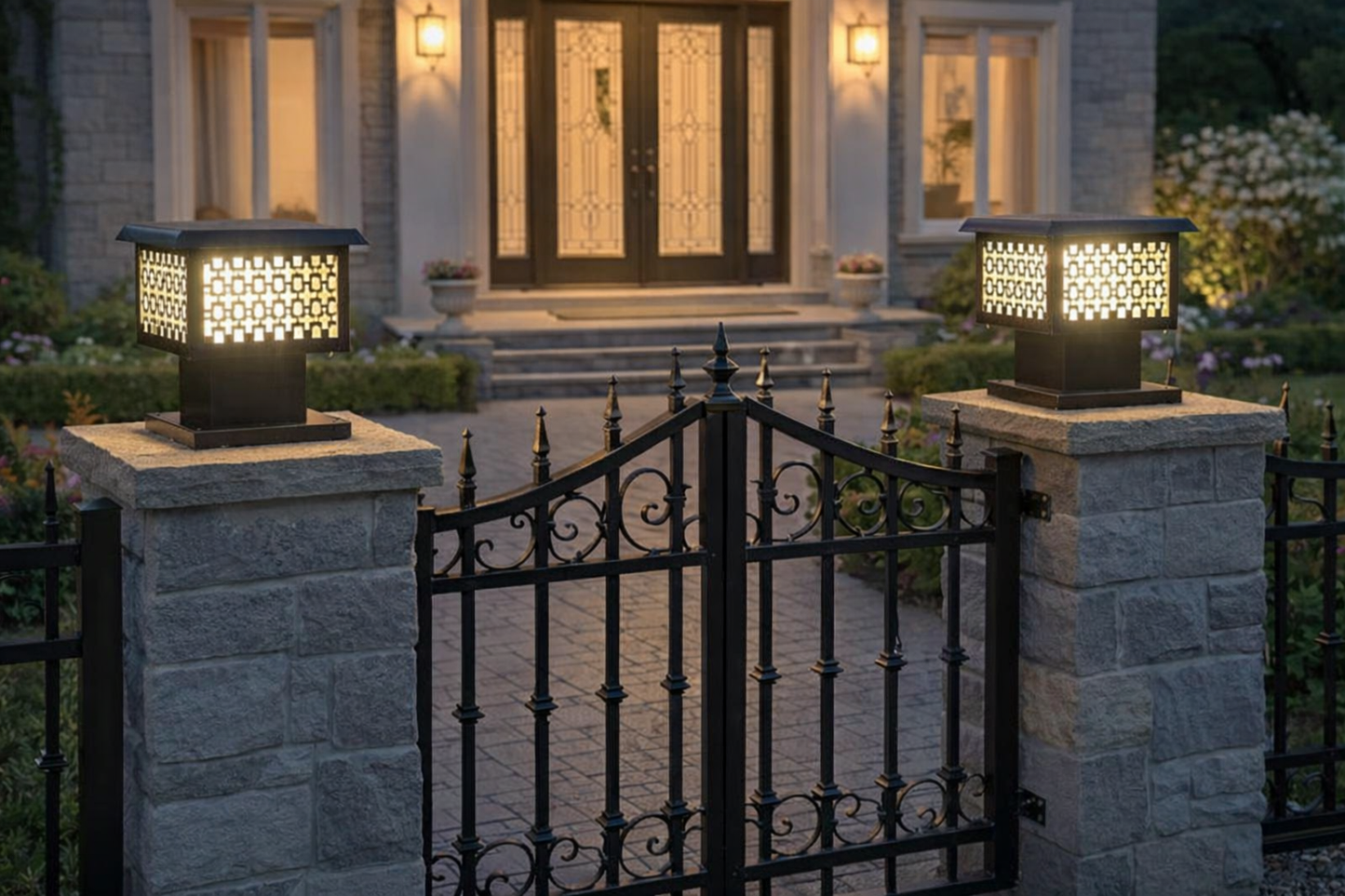 HDC Modern Black Finish, Water-Resistant Outdoor LED Gate Light for Courtyard Door Decorative Lamp