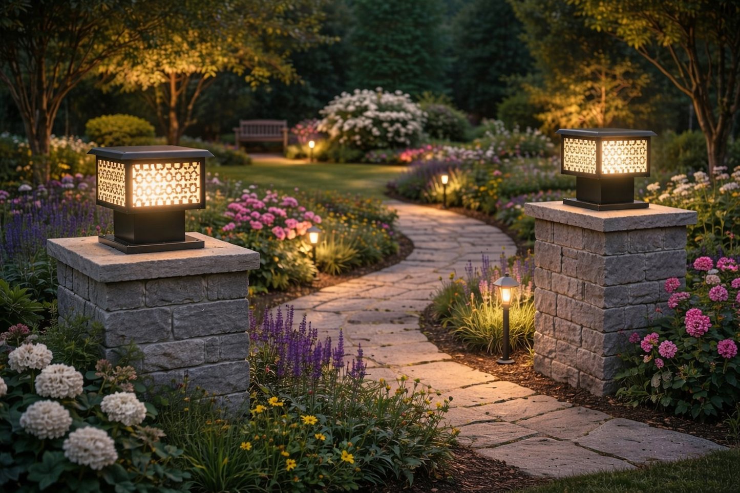 HDC Modern Black Finish, Water-Resistant Outdoor LED Gate Light for Courtyard Door Decorative Lamp