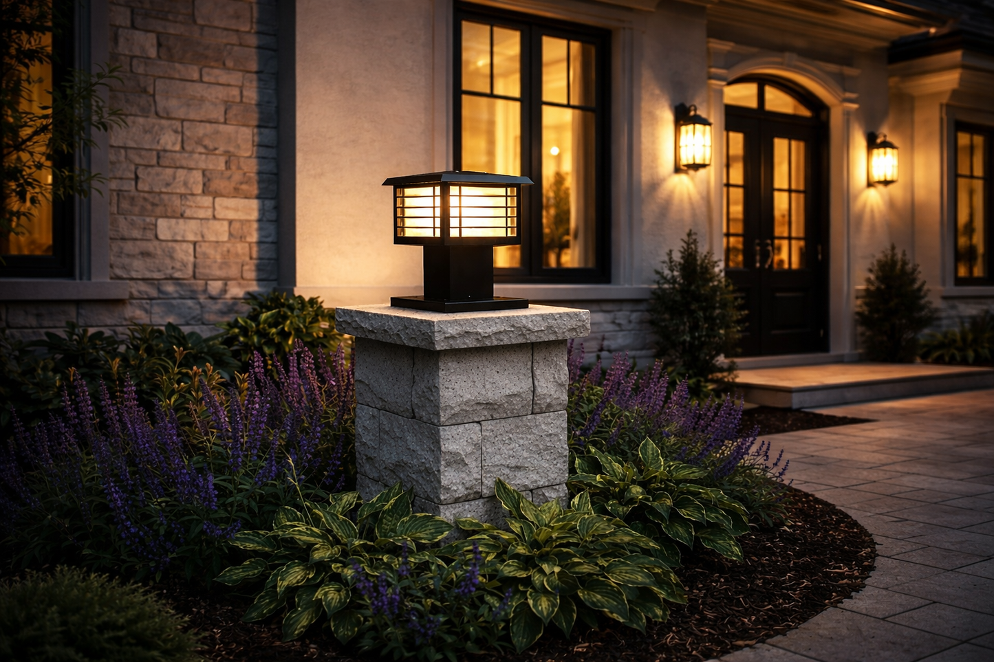 HDC Modern Black Finish, Water-Resistant Outdoor LED Gate Light for Courtyard Door Decorative Lamp