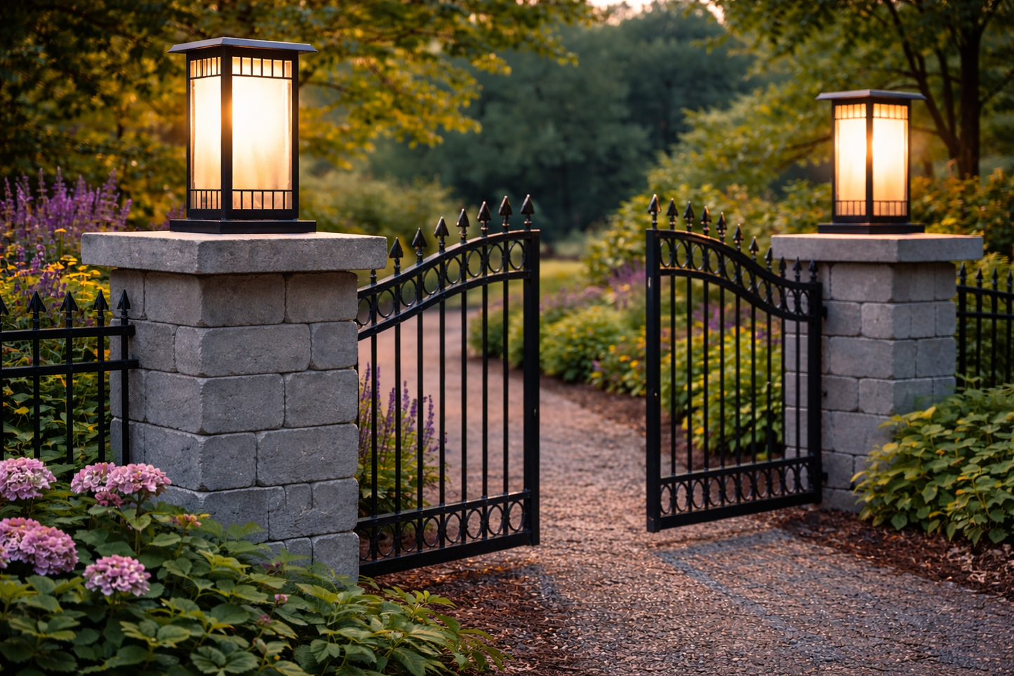 HDC Modern Black Finish, Water-Resistant Outdoor LED Gate Light for Courtyard Door Decorative Lamp