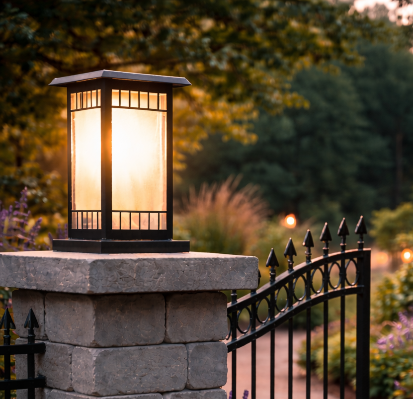 HDC Modern Black Finish, Water-Resistant Outdoor LED Gate Light for Courtyard Door Decorative Lamp