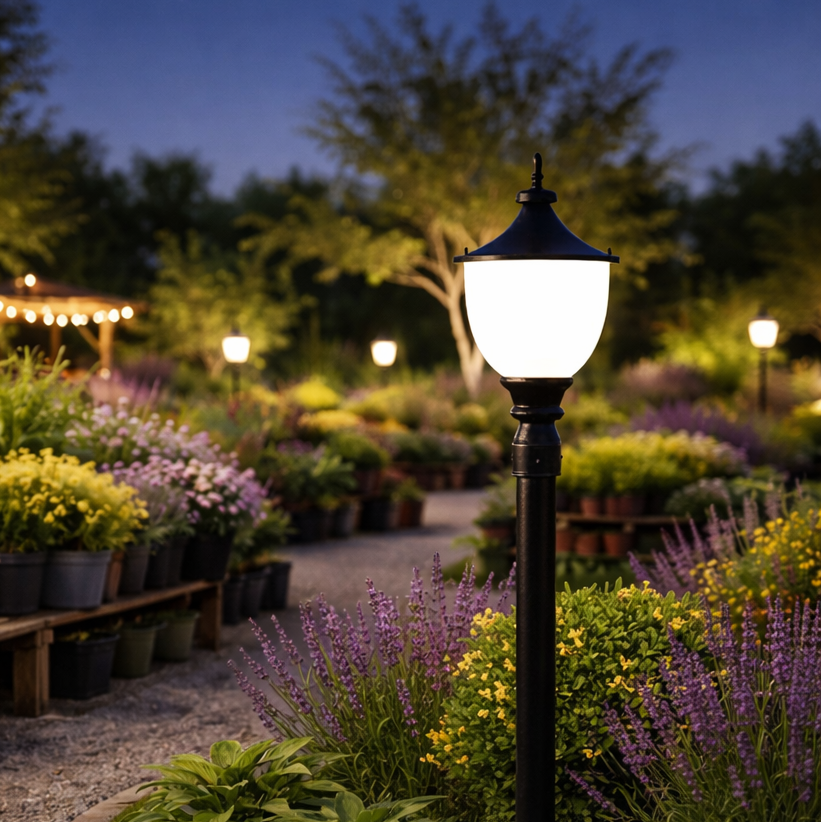 HDC Classic Black Finish Outdoor Gate Light with Milky Diffuser for Garden And Pathway