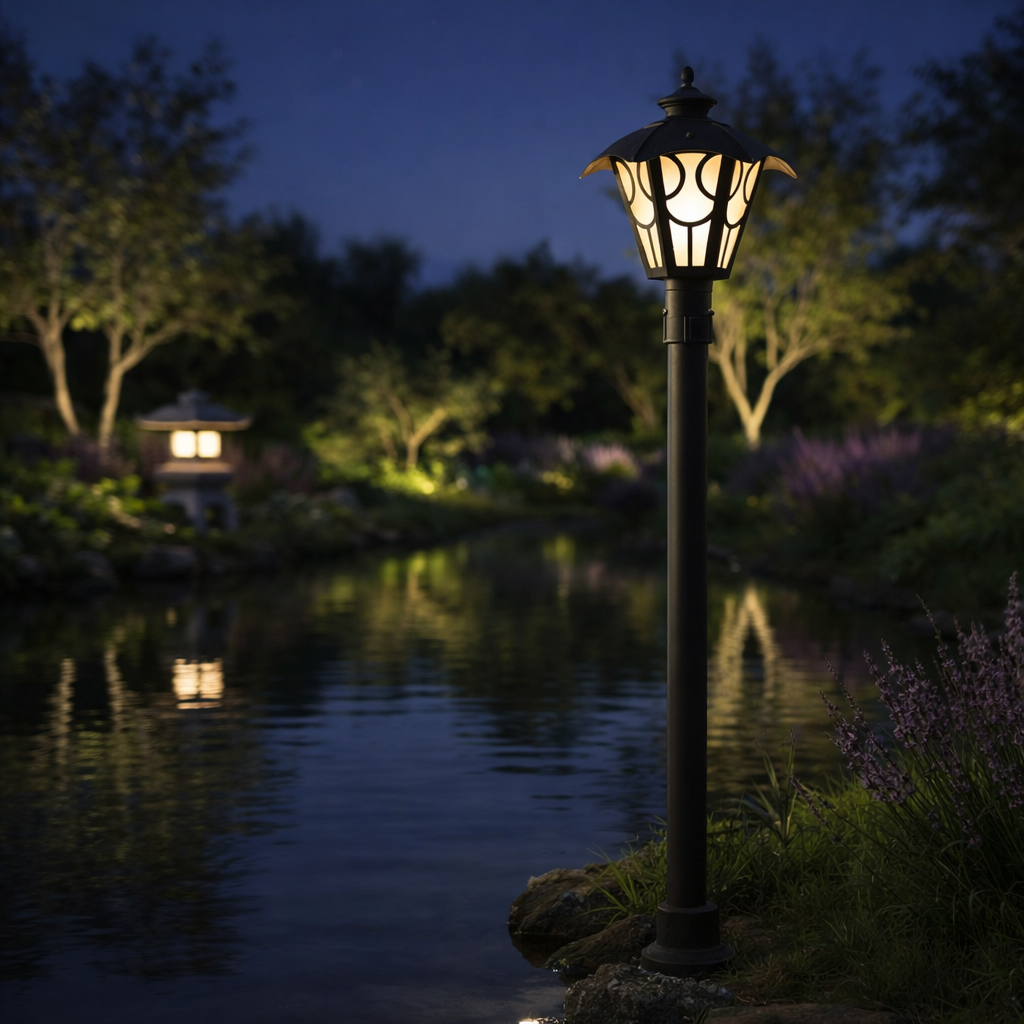 HDC Black Finish Outdoor Decorative Gate Light with Frosted Glass for Garden And Pathway