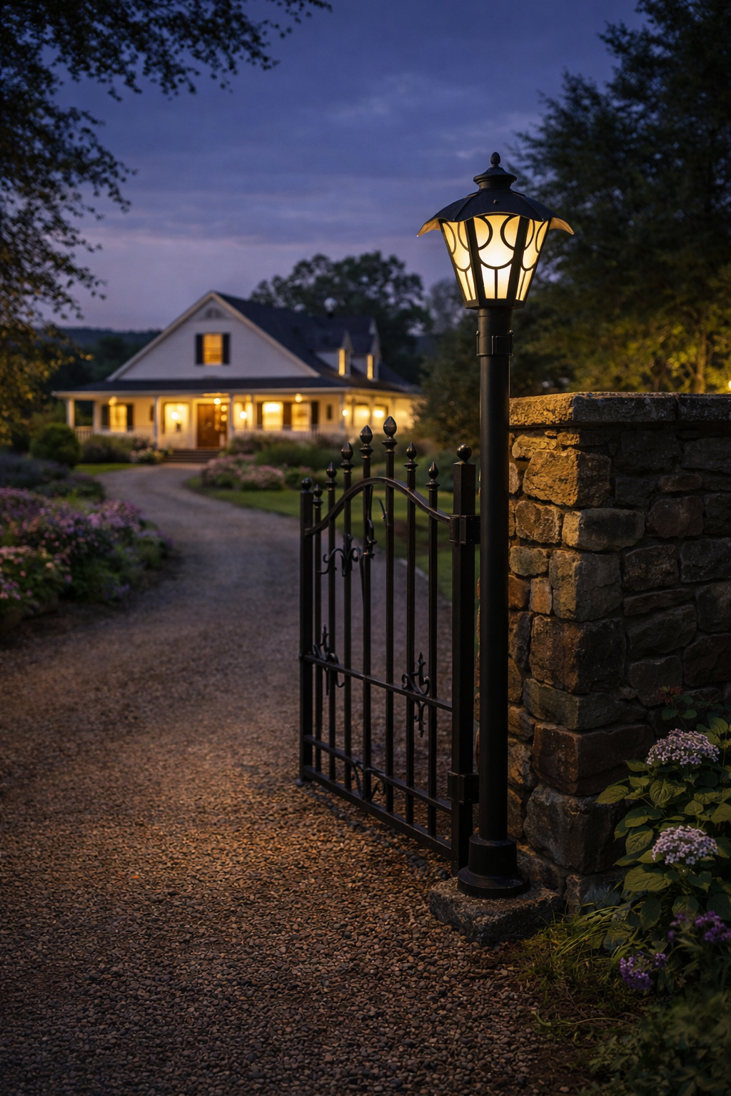 HDC Black Finish Outdoor Decorative Gate Light with Frosted Glass for Garden And Pathway