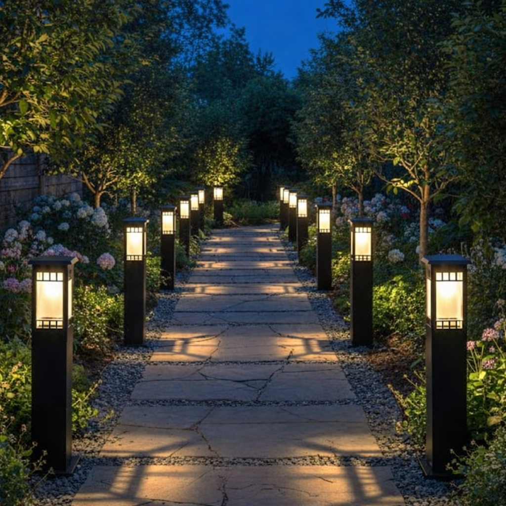 HDC 600mm Black Finish Modern Outdoor Metal Bollard Gate Light for Garden & Pathway