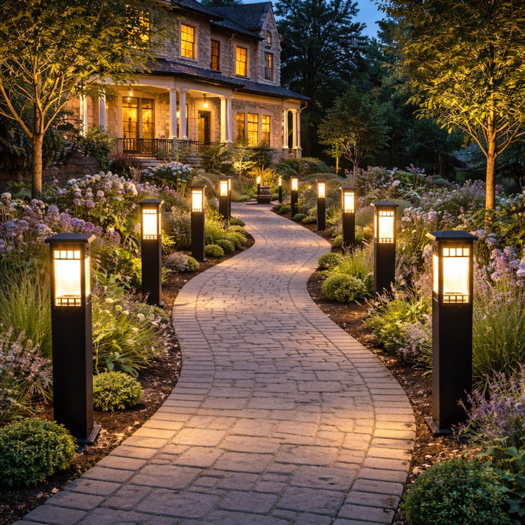 HDC 600mm Black Finish Modern Outdoor Metal Bollard Gate Light for Garden & Pathway