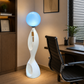 HDC Modern Sculptural Floor Lamp with Frosted Globe Shade for Bedroom, Living Room
