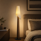 HDC Modern Wooden Fabric Floor Lamp for Bedroom, Living Room