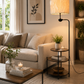 HDC Modern Floor Lamp with Side Table & Shelf for Bedroom, Living Room