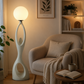 HDC Modern Sculptural Floor Lamp with Frosted Globe Shade for Bedroom, Living Room