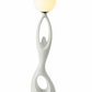HDC Modern Sculptural Floor Lamp with Frosted Globe Shade for Bedroom, Living Room
