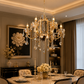 HDC Luxury Gold Crystal Light Decorative Chandelier Ceiling Light for Living Room, Dining Room