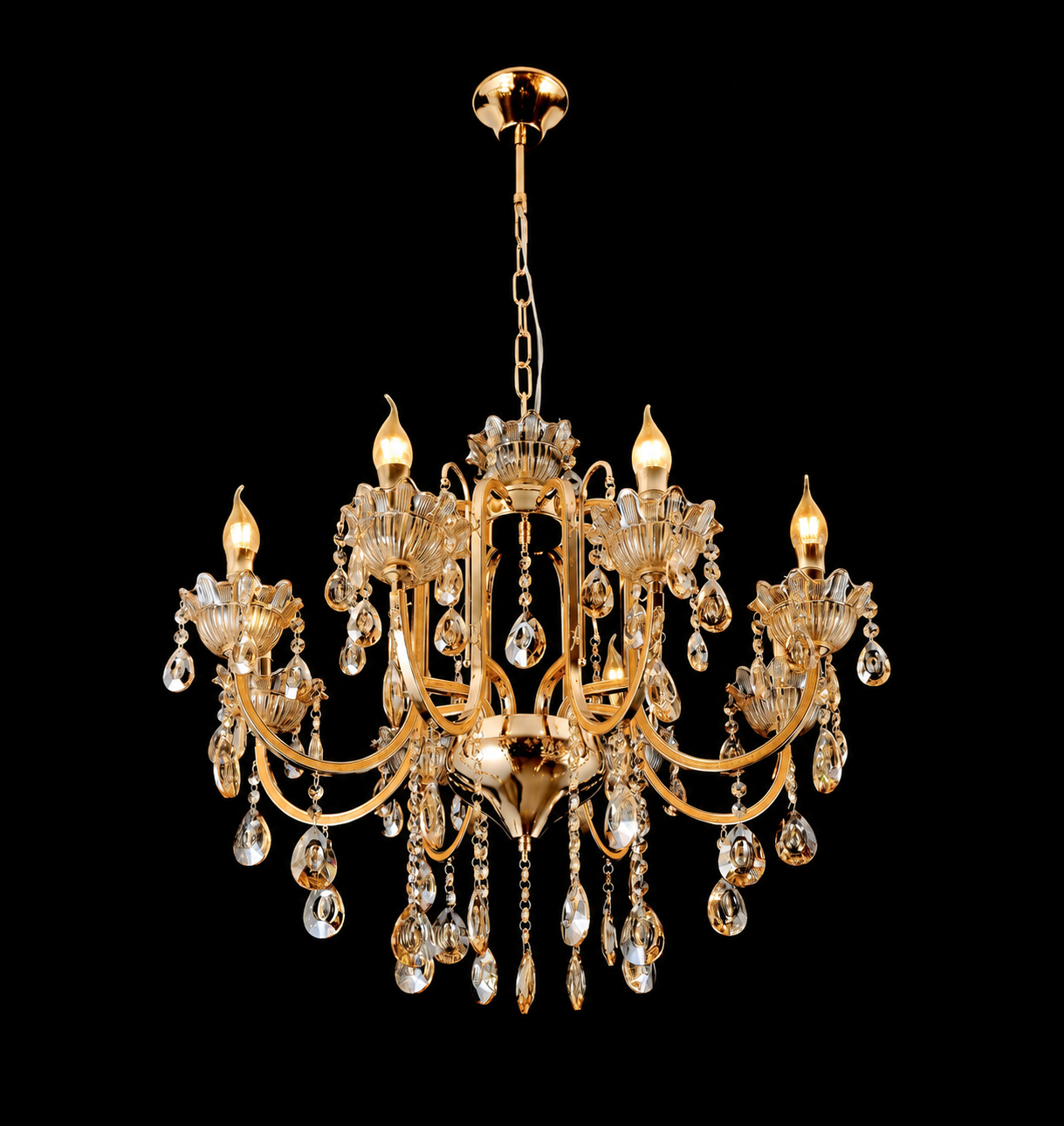 HDC Luxury Gold Crystal Light Decorative Chandelier Ceiling Light for Living Room, Dining Room